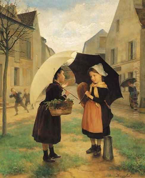 The young shoppers Oil Painting by Andre Henri Dargelas