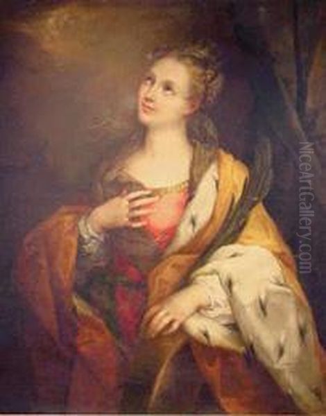 St. Elizabeth Of Hungary Oil Painting by Lorenzo Pasinelli