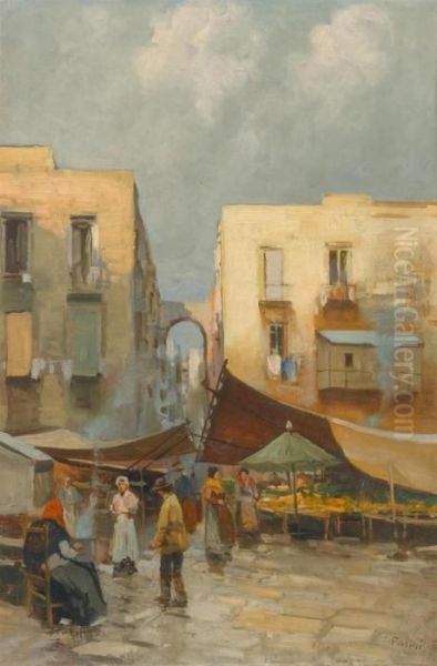 Markt Im Stadtchen Oil Painting by Lazzaro Pasini