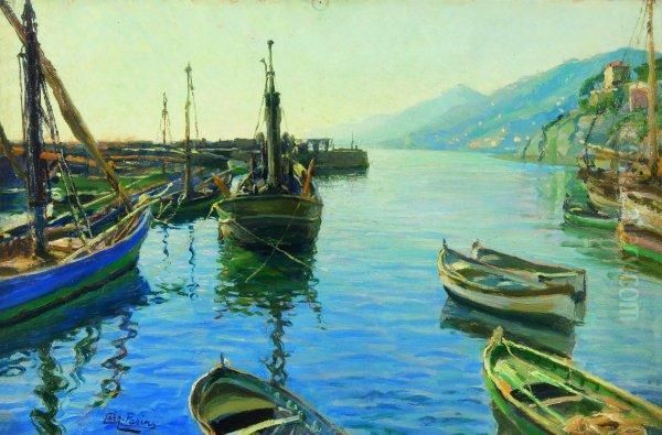 Il Porto Di Camogli Oil Painting by Lazzaro Pasini