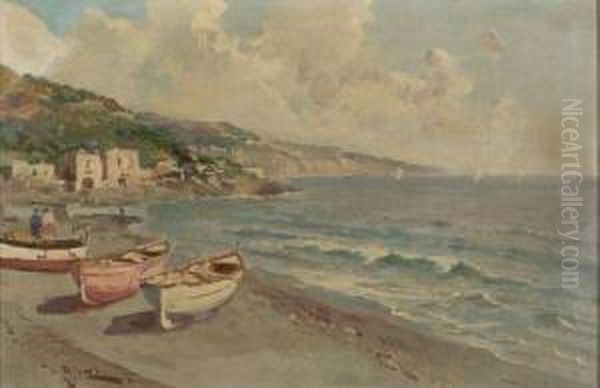 Quiet Beach Oil Painting by Lazzaro Pasini