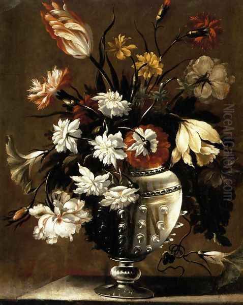 Vase of Flowers (2) c.1650 Oil Painting by Diego Valentin Diaz