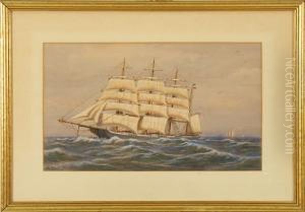 Portrait Of An American Three-masted Ship by William Frederick Paskell