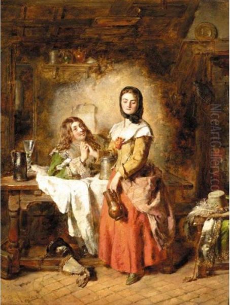 A Cavalier In Love; A Toast To Beauty Oil Painting by Daniel Ii Pasmore