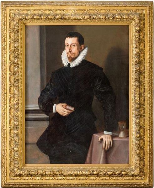 Ritratto Di Gentiluomo Con Libro E Clessidra Oil Painting by Bartolomeo Passarotti