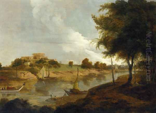 Hill House, Former Residence of Agustus Cleveland at Bhagalpore Oil Painting by Thomas Daniell