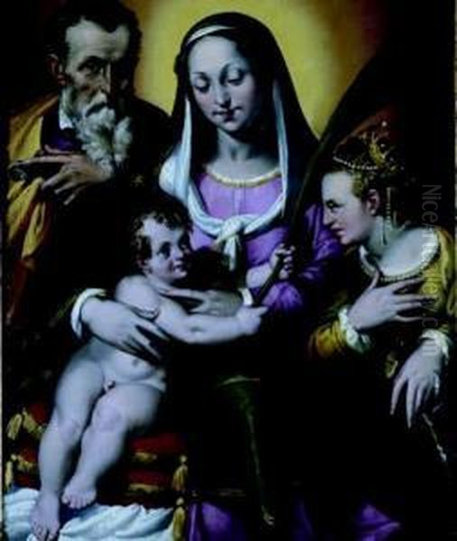 Sacra Famiglia Con Santa Caterina D'alessandria Oil Painting by Bartolomeo Passarotti