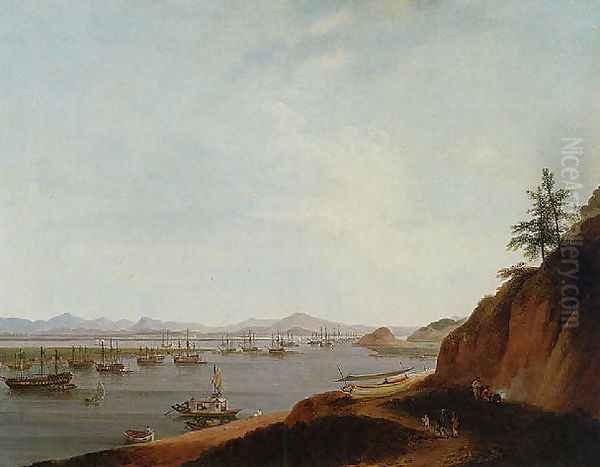 View of Whampoa (Huangpu) Beach, China Oil Painting by Thomas Daniell