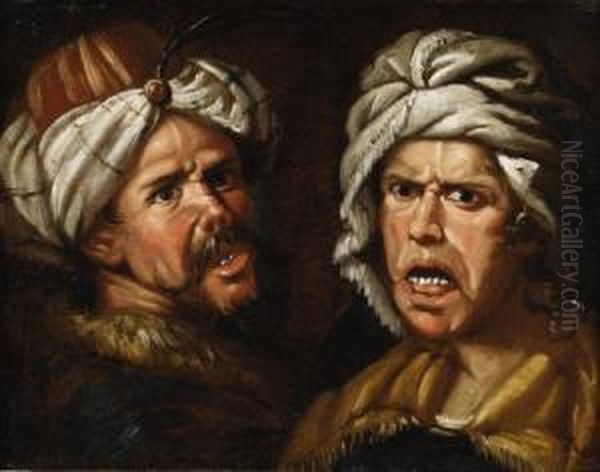 Two Grotesque Heads Oil Painting by Bartolomeo Passarotti