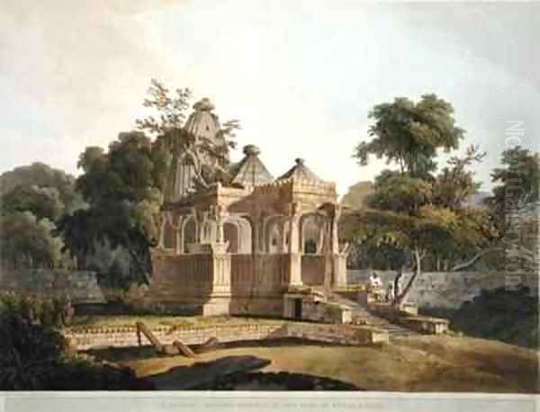 An Ancient Hindoo Temple in the Fort of Rotas Bahar Oil Painting by Thomas Daniell