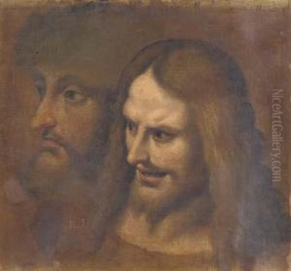 Two Studies Of The Head Of Christ Oil Painting by Bartolomeo Passarotti