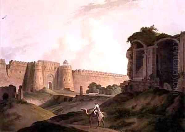 The Western Entrance of Shere Shahs Fort Delhi Oil Painting by Thomas Daniell