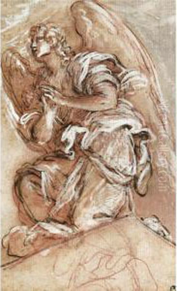 Study Of A Kneeling Angel Oil Painting by Giuseppe Passeri