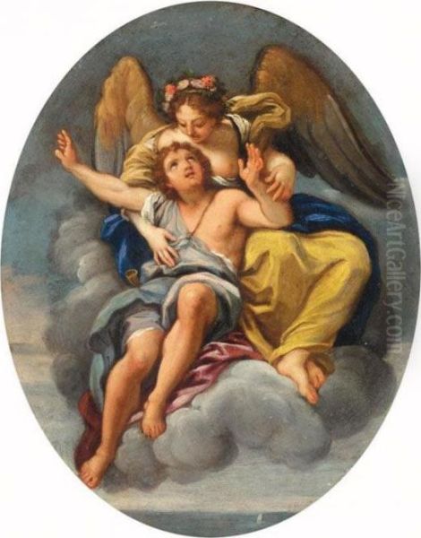 An Angel Bearing A Youth To Heaven Oil Painting by Giuseppe Passeri