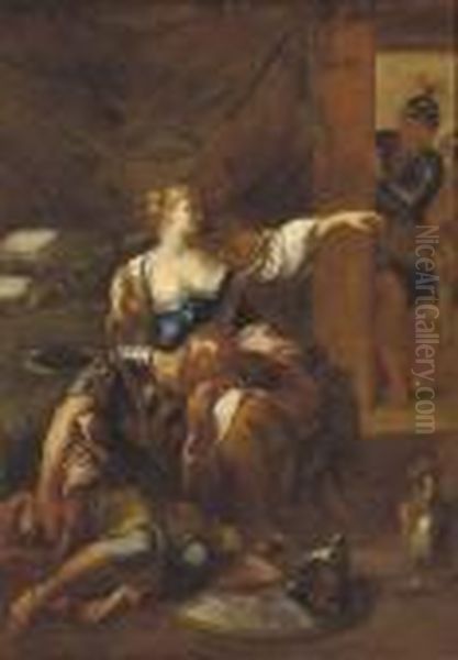 Samson And Delilah Oil Painting by Giuseppe Passeri