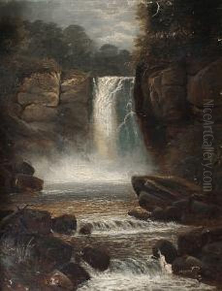 Falls Of The Hespte Oil Painting by Charles Henry Passey