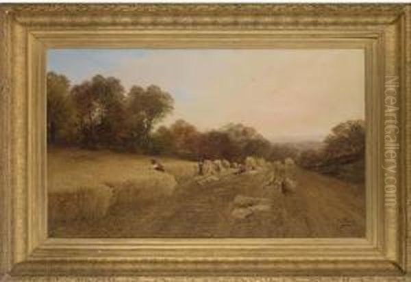 Harvesting Oil Painting by Charles Henry Passey