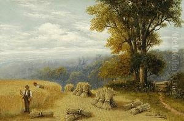 A Cornfield, Shere, Surrey Oil Painting by Charles Henry Passey