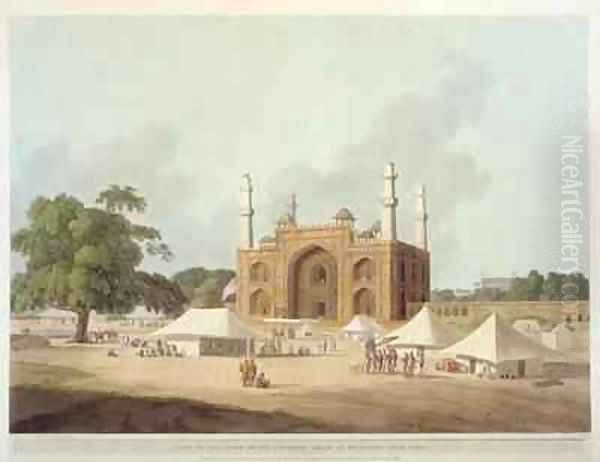 Gate of the Tomb of the Emperor Akbar 1542-1605 at Secundra Agra Oil Painting by Thomas Daniell