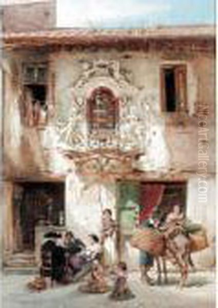 Street Scene, Rome Oil Painting by Ludwig Passini