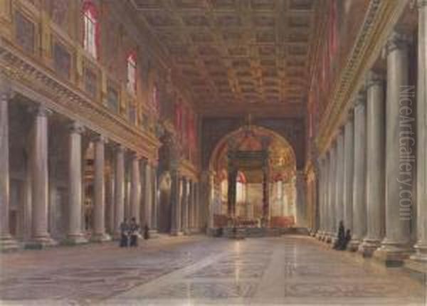 The Interior Of The Basilica Of Santa Maria Maggiore, Rome Oil Painting by Ludwig Passini