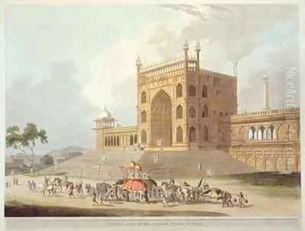 Eastern Gate of the Jummah Musjid at Delhi Oil Painting by Thomas Daniell