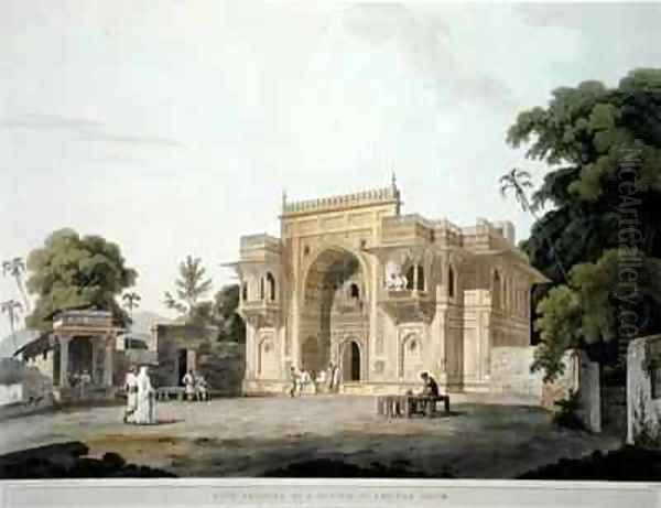 Gate Leading to a Musjed at Chunar Ghur Oil Painting by Thomas Daniell