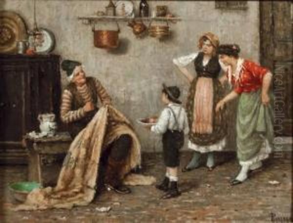 Scena Familiare Oil Painting by Luigi Pastega