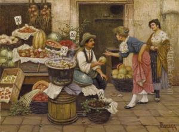 Al Mercato Oil Painting by Luigi Pastega