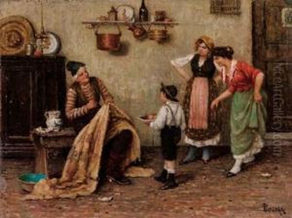 Scena Domestica Oil Painting by Luigi Pastega