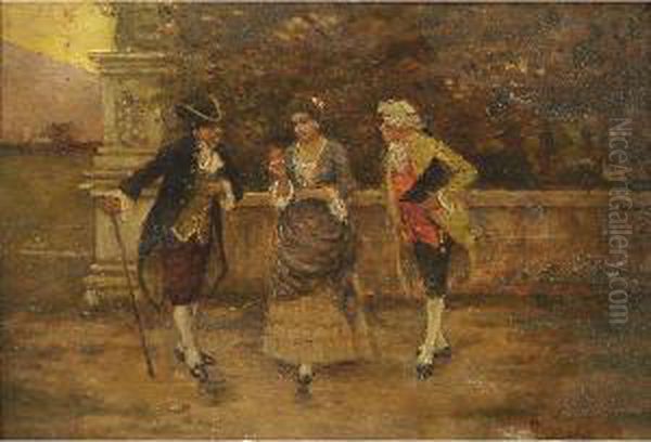 Personaggi In Costume Oil Painting by Luigi Pastega