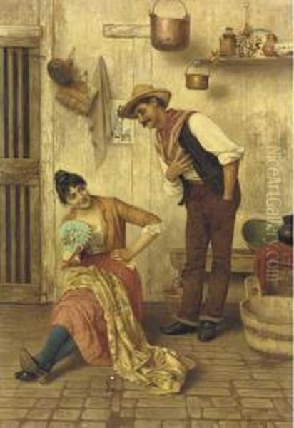 The Courtship Oil Painting by Luigi Pastega