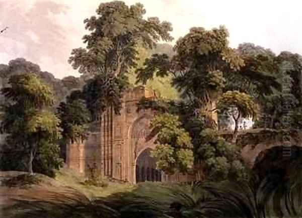 Ruins of the Ancient City of Gour formerly on the Banks of the River Ganges Oil Painting by Thomas Daniell