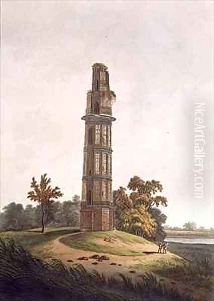 A Pagoda Oil Painting by Thomas Daniell