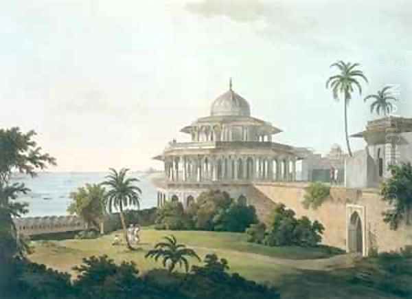 The Chalees Satoon in the Fort of Allahabad on the River Jumna Oil Painting by Thomas Daniell