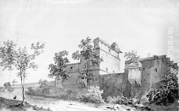 View of the Palace at Rhotas Ghur, Bihar Oil Painting by Thomas Daniell