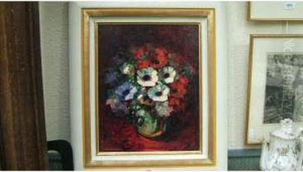 Vased'anemones Oil Painting by Louis Pastour