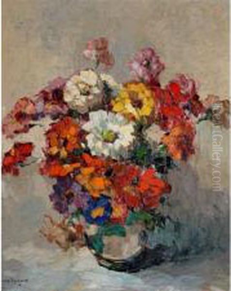 Bouquet D Anemones Oil Painting by Louis Pastour