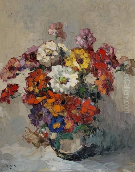 Bouquet D'anemones Oil Painting by Louis Pastour