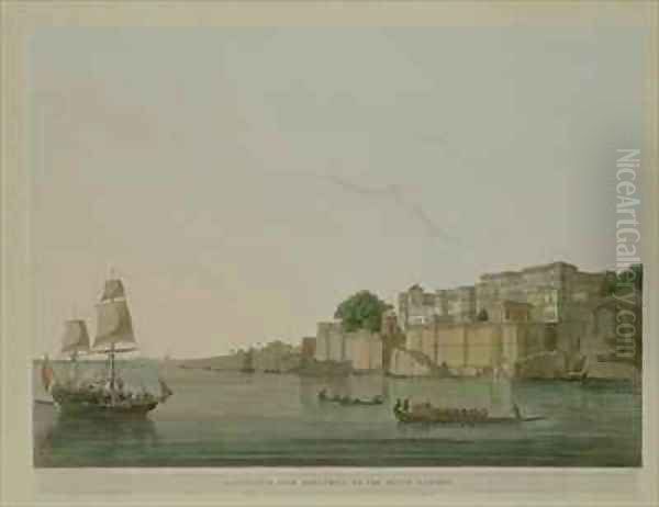 Ramnurgur near Benares on the River Ganges Oil Painting by Thomas Daniell