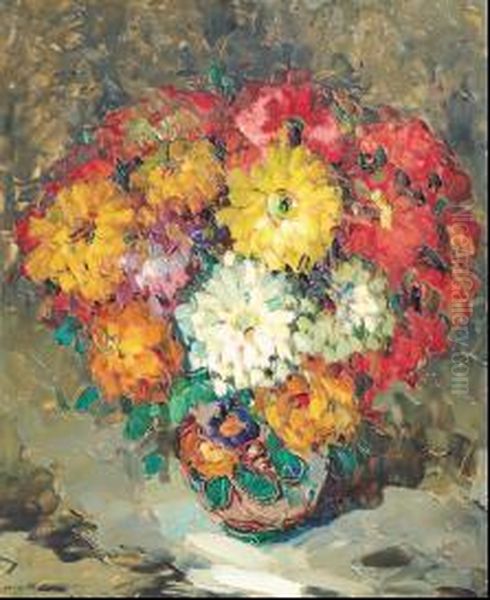 Bouquets D'anemones Oil Painting by Louis Pastour