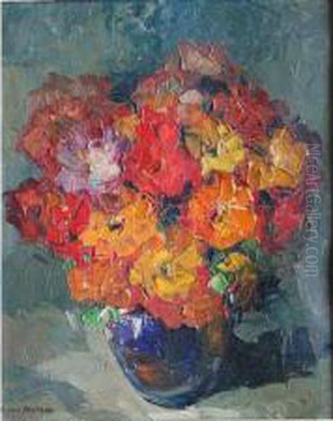 Vase De Fleurs Oil Painting by Louis Pastour