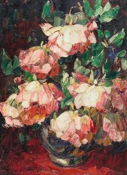 Mixed Flowers In A Vase Oil Painting by Louis Pastour