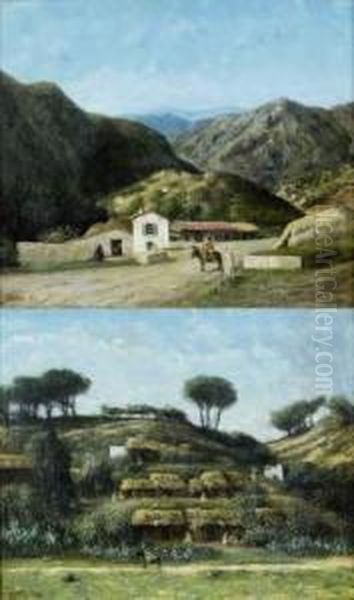 Villa A Flanc De Coteaux En Algerie Oil Painting by Cherubino Pata