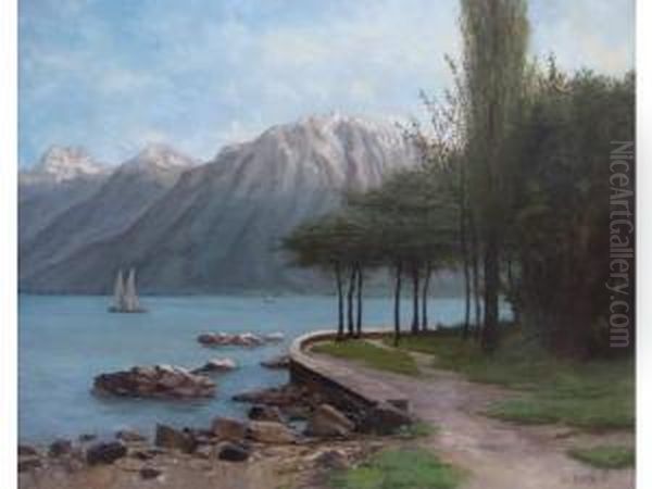 Vue Du Lac De Geneve Oil Painting by Cherubino Pata