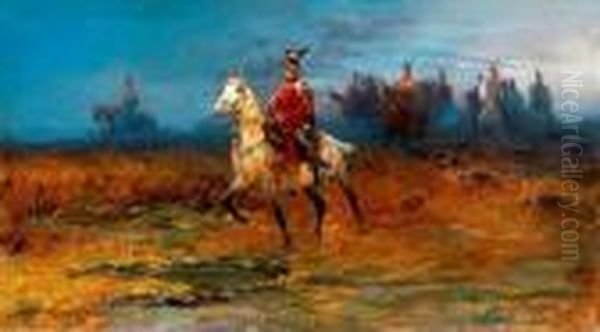 Riders Oil Painting by Laszlo Pataky Von Sospatak