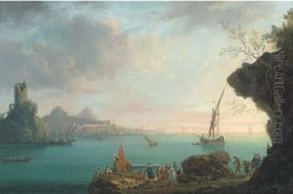 A Capriccio View On The Neapolitan Coast Oil Painting by Thomas Patch