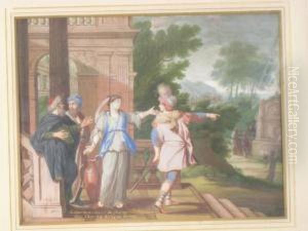 Laban Bades Farewell To Rebekah Oil Painting by Pierre-Antoine Patel