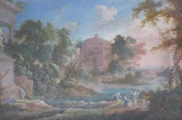 Paysage Aux Ruines Antiques Oil Painting by Pierre-Antoine Patel