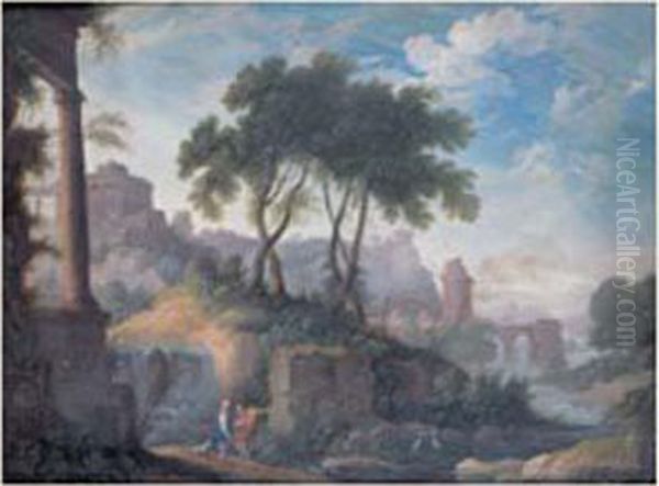 Couple Dans Un Paysage Classique Oil Painting by Pierrele Bon I Patel